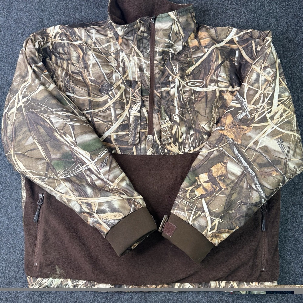 Drake Waterfowl Systems XL Camo Fleece Hunting Jacket Magnattach Pullover